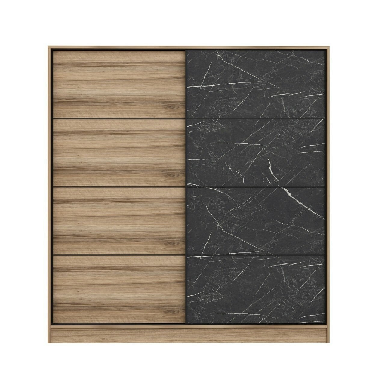 Dulap pentru haine, Minerva, Kale, 180x190x52 cm, PAL, Dore / Negru