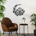 Decoratiune de perete, Flower Moon, Dimensiune: 70 x 70 cm, Negru