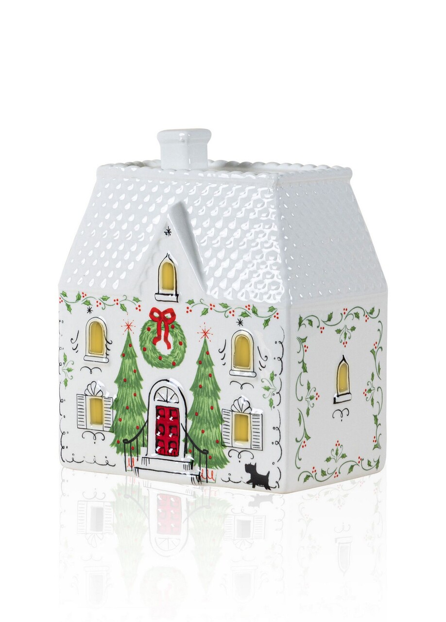 Decoratiune, SUS0225, 14x9x17 cm, Ceramica, Rosu/Alb