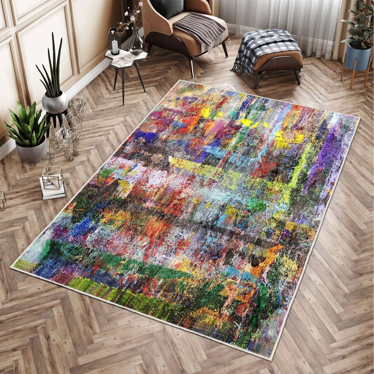Covor, Exfab287, 80x300 cm, Poliester, Multicolor — imaginea 2