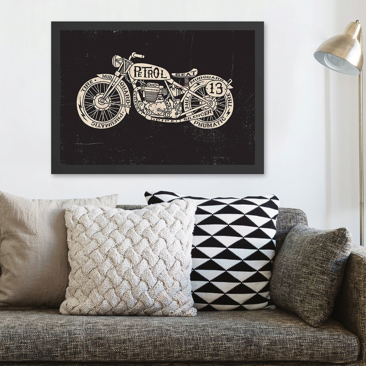 Tablou decorativ Motorcycle (35 x 45) Polistiren Negru / Crem