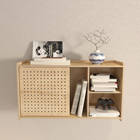 Raft de perete, zena home, fore, 65x30x22 cm, pal, stejar