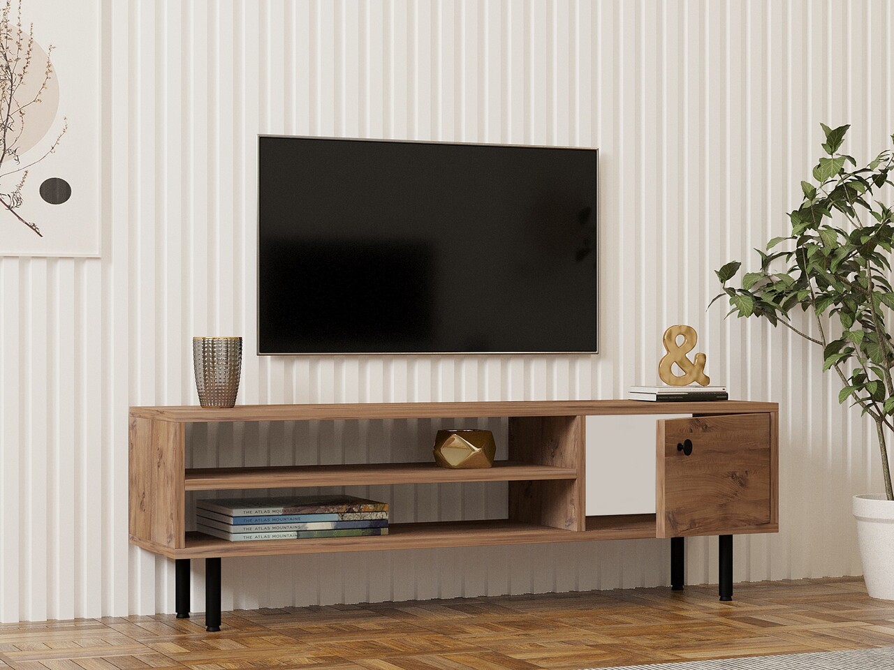 Comoda TV, Puqa Design, Avila, 120x38x30 cm, PAL , Maro - 2 | YEO