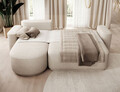 Coltar extensibil stanga 4 locuri ELTAP, Aurumm, 285x180x92 cm, lemn/poliester, bej inchis