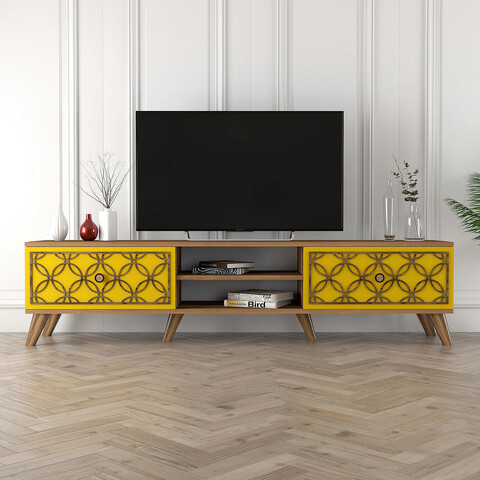 Comoda tv, hommy craft, class, 180x44x35 cm, nuc / galben