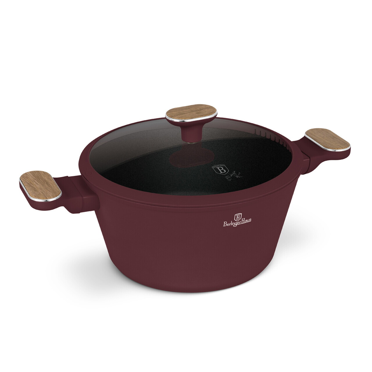 Oala cu capac Berlinger Haus, Leonardo Nordic, 24 cm, 4.3 L, aluminiu forjat, visiniu mat - imagine 7