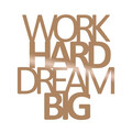 Decoratiune de perete, Work Hard Dream Bıg, Metal, Dimensiune: 65 x 70 cm, Cupru