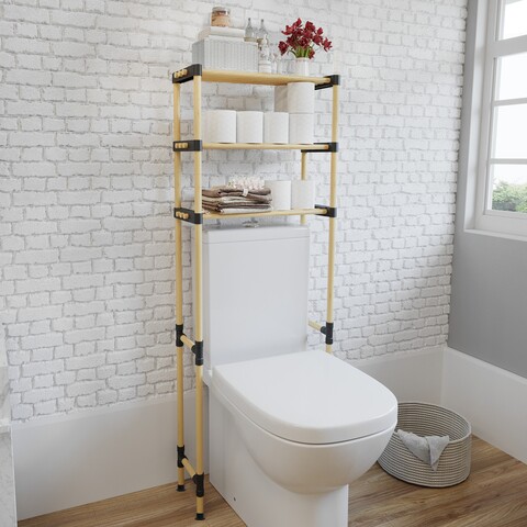 Organizator multifunctional, Seowood, 136 x 49 x 28 cm, lemn solid, natur 136
