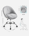 Scaun de birou, Homeoffice, Songmics, 60x60x90 cm, max 110 kg, otel/bumbac/in, gri