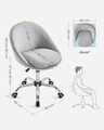 Scaun de birou, Homeoffice, Songmics, 60x60x90 cm, max 110 kg, otel/bumbac/in, gri