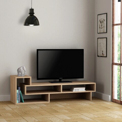 Comoda tv, decortie, tetra, 136.5x42x40 cm, stejar