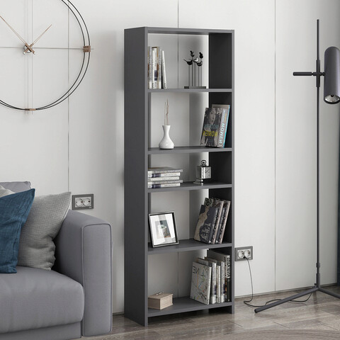 Corp biblioteca, Colman, Diosp, 56.9x25x160 cm, Alb / Antracit Colman