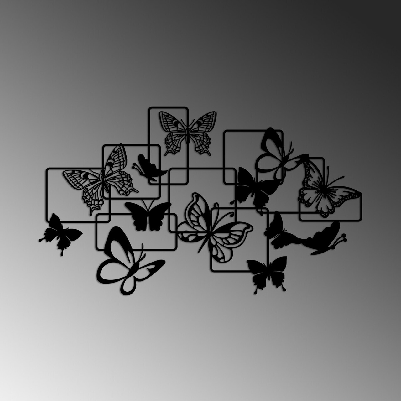 Decoratiune de perete, Butterflies, 70 x 40 cm, Negru — imaginea 4