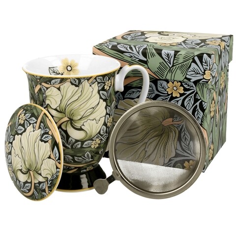 Cana cu infuzor Art Gallery, Duo, 330 ml, portelan, verde