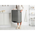 Cos de gunoi cu pedala, Brabantia, Bo Pedal, 2x30 L, 36.3x54.1x65.2 cm, otel, gri