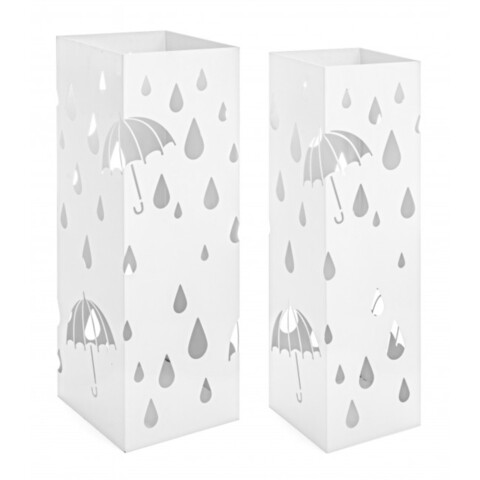 Set 2 suporturi pentru umbrele, Drizzle Z02, Bizzotto, 18x18x49 cm, otel, alb