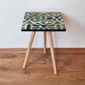 Masuta, Leona, Shp274, 35x42x35 cm, Albastru / Auriu