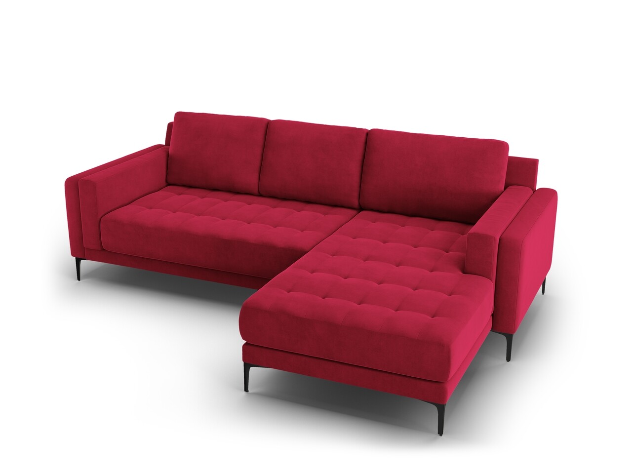 Coltar Dreapta, Orrino, Mazzini Sofas, 4 Locuri, 242x164x82 Cm, Catifea, Rosu Vin