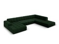 Coltar panoramic dreapta 7 locuri, Jennifer-51, Micadoni Home, 364x262x70 cm, catifea, verde bottle
