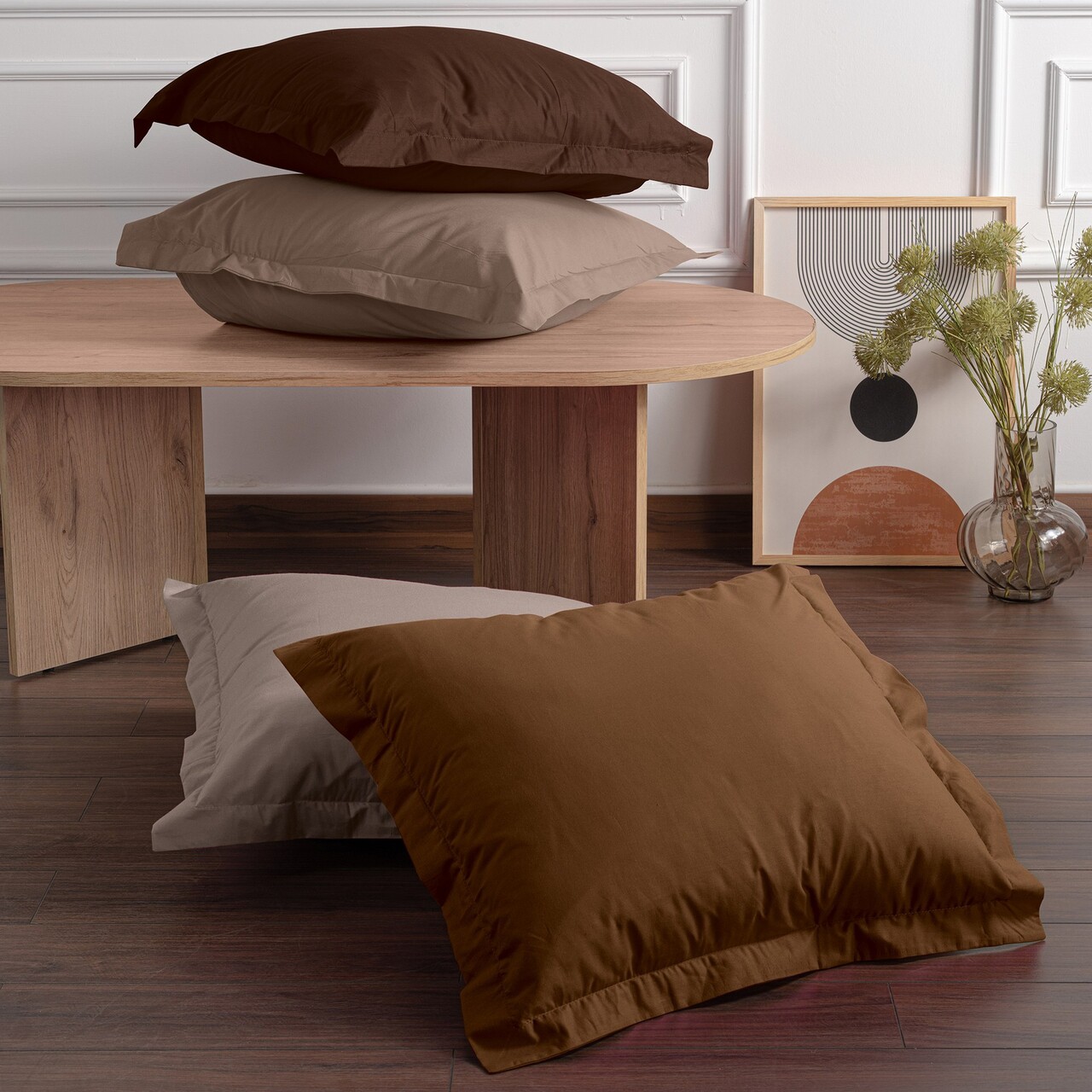 Set 2 fete de perna Oxford (FR), L'essentiel Maison, Tonne Brune, Bej - imagine 2