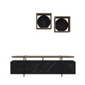 Comoda TV cu 2 rafturi, Decortie, Hanley, pal melaminat, negru/nuc