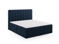 Pat continental cu saltea, topper si lada depozitare, 180x200 cm, Micadoni Home, Kelp-138, tesatura structurata chenille, albastru regal