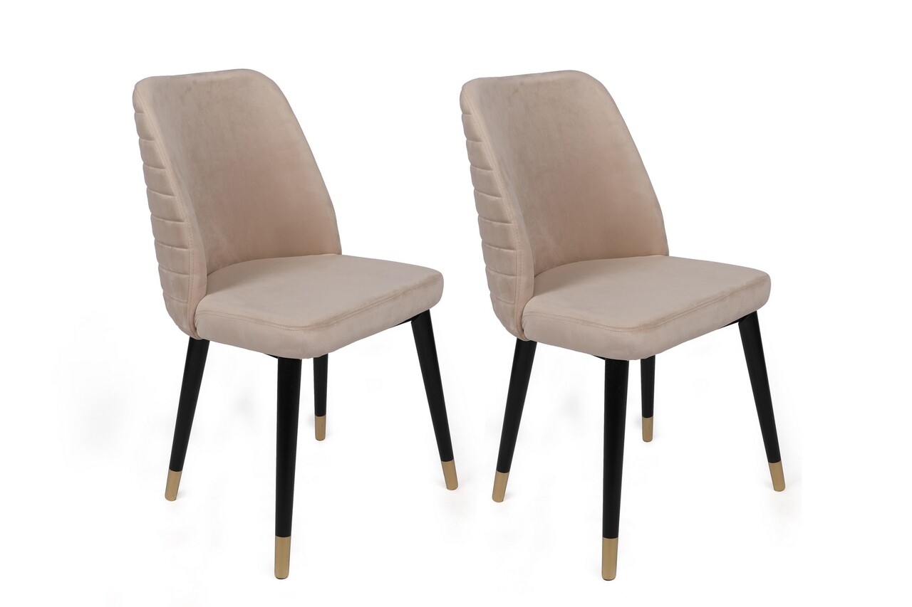 Set de scaune, Nmobb, Hugo-367 V4, Metal, Crem / Negru / Auriu - 1 | YEO