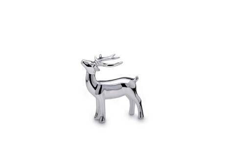 Decoratiune, hermann bauer, reindeer standing small, 11.5 x 6 x 13.7 cm, portelan, argintiu