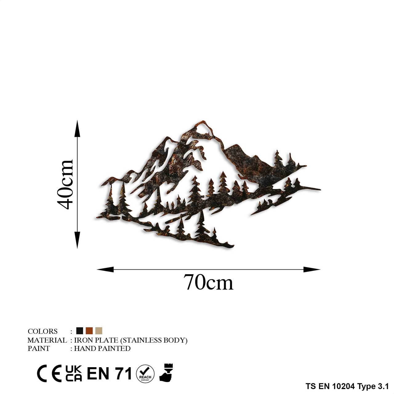 Decoratiune de perete, Mountain, 70 x 40 cm, Multicolor - imagine 7