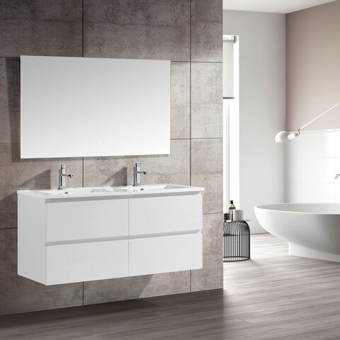 Set corp lavoar 2 sertare lavoar si oglinda, roma, l.120 l.46 h.50 alb