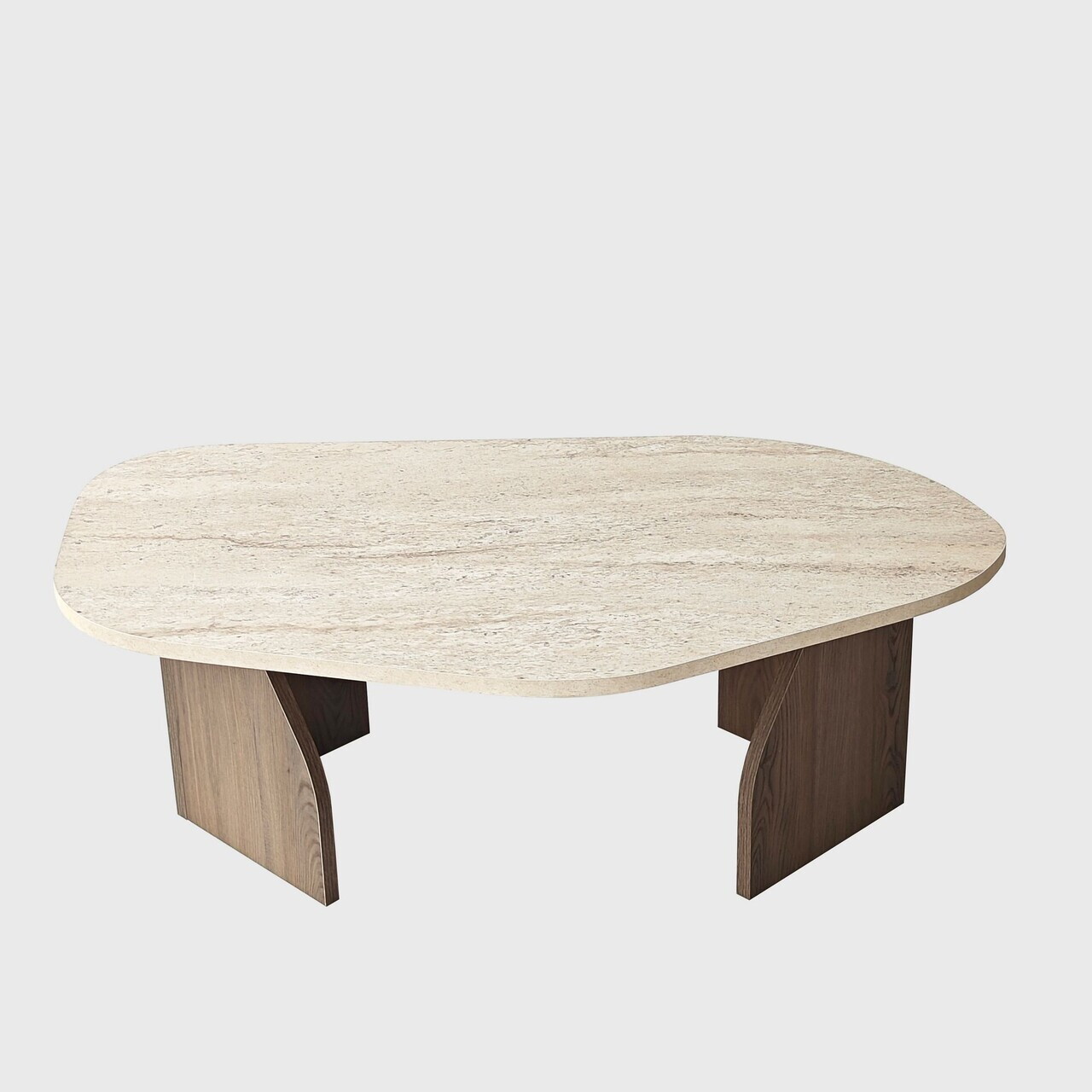 Masuta de cafea, Hanah Home, Rock, 100x35x60 cm, PAL, Travertin / Nuc — imaginea 10