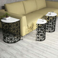 Set masute 3 piese, Hommy Craft, Stil Metal Ferforje, Alb/Negru
