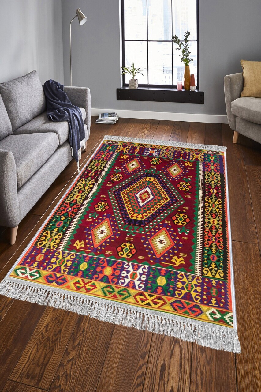Covor Els1782 80x200 cm Catifea Multicolor