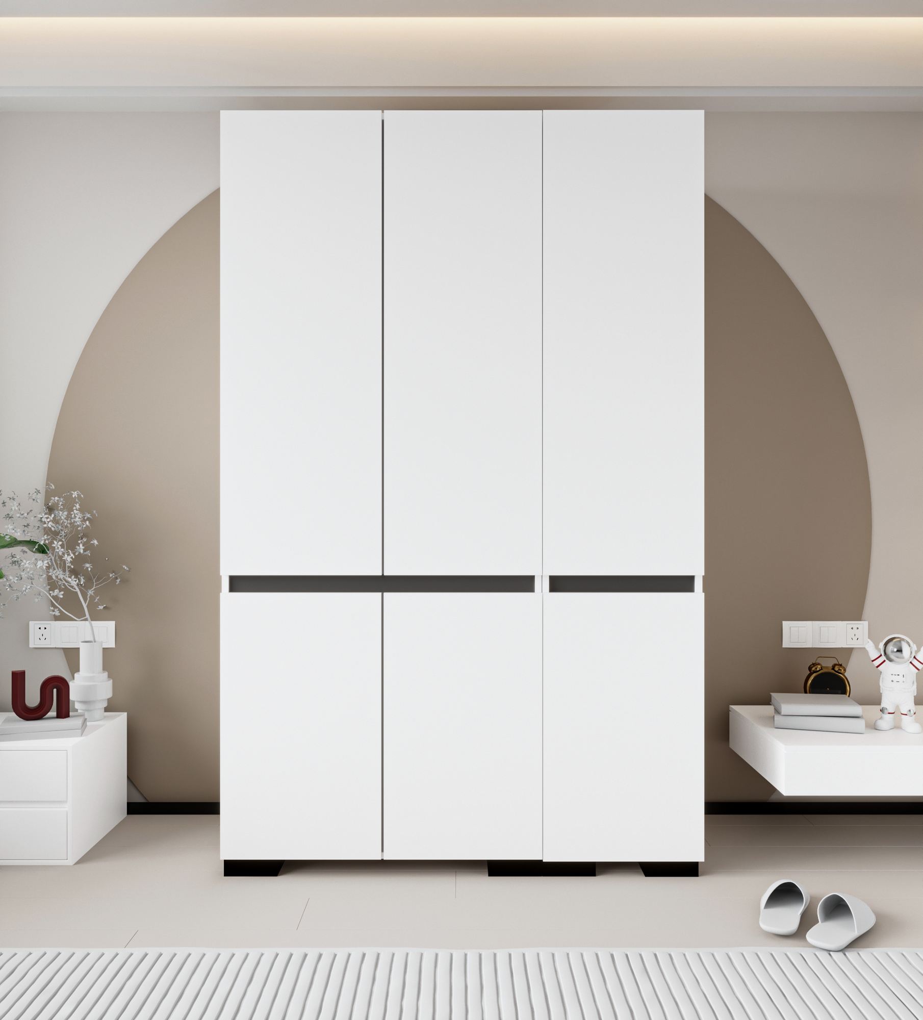 Dulap pentru haine, Hanah Home, Floransa 135, 135x210x52 cm, PAL, Alb / Antracit