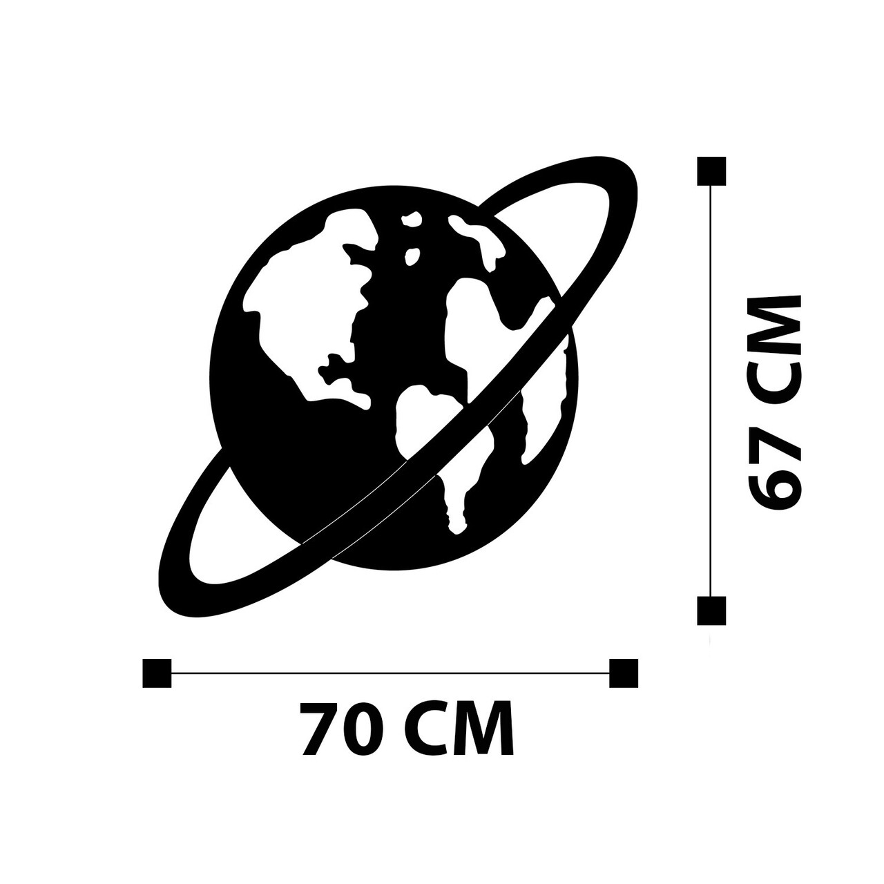 Decoratiune de perete, Planet - M122, metal, 70 x 67 cm, negru