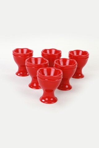 Set 6 suporturi pentru oua ST005106F506, Keramika, gresie, rosu Keramika