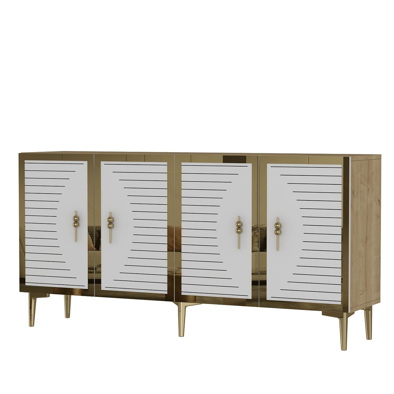 Consola, Hanah Home, Tuna, 150x75x32 cm, PAL , Safir / Alb / Aur - view 4