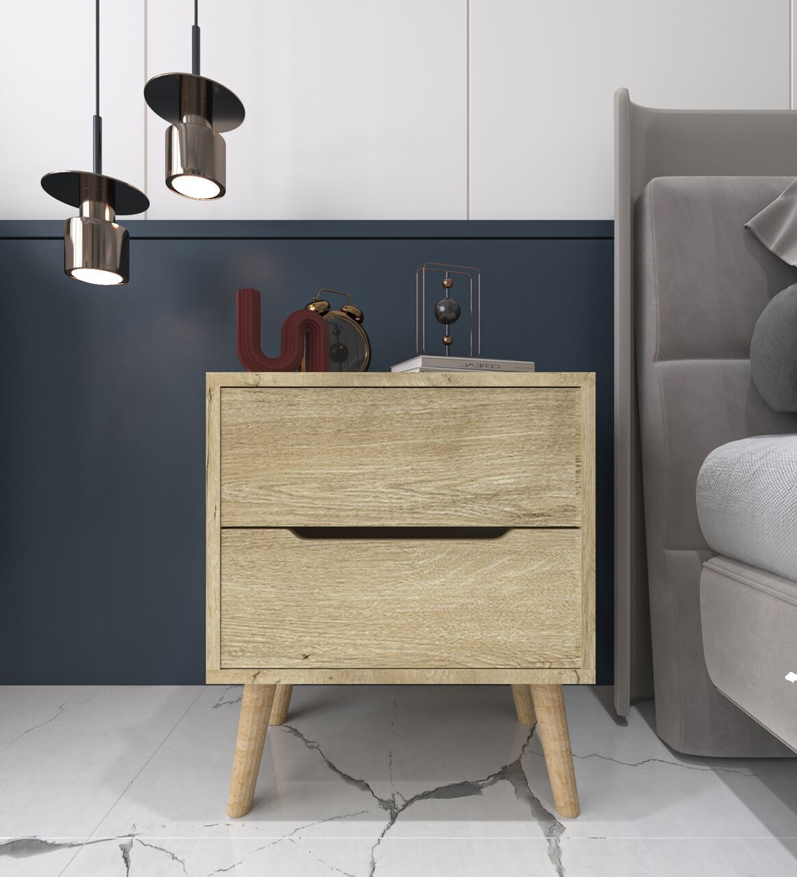 Noptiera Hanah Home Flora 50x60x44 cm PAL Maro