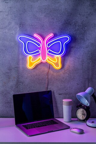 Decoratiune luminoasa LED, Butterfly, Benzi flexibile de neon, DC 12 V, Multicolor mezoni.ro