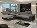 Coltar extensibil stanga 4 locuri ELTAP, ERI-43, Eridano, 275x202x88 cm, lemn/poliester, gri/negru