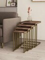 Set masute Nesting 4 piese, Hanah Home, Tekerli, Aur / Nuc