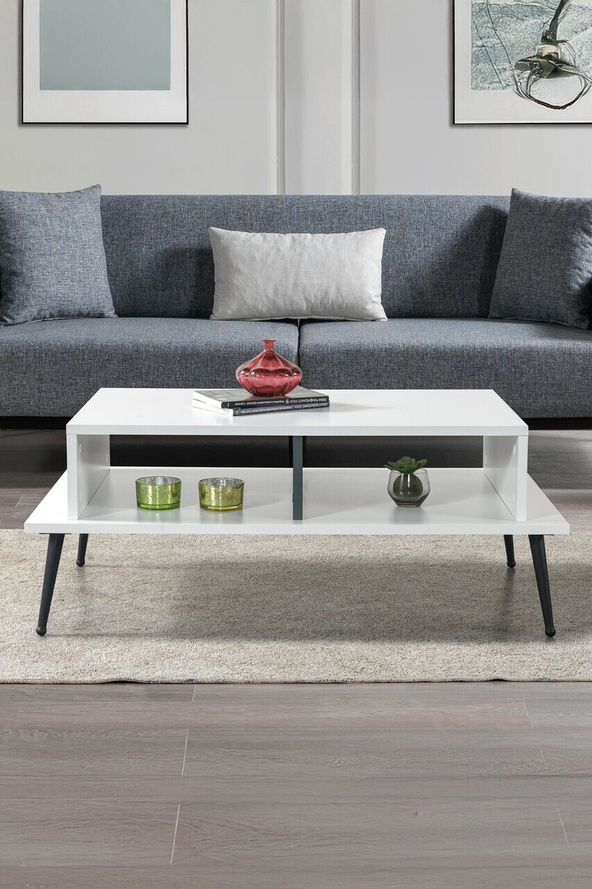 Masuta de cafea, Hanah Home, Şile 2012, 100x40x56 cm, PAL, Alb / Antracit — imaginea 2