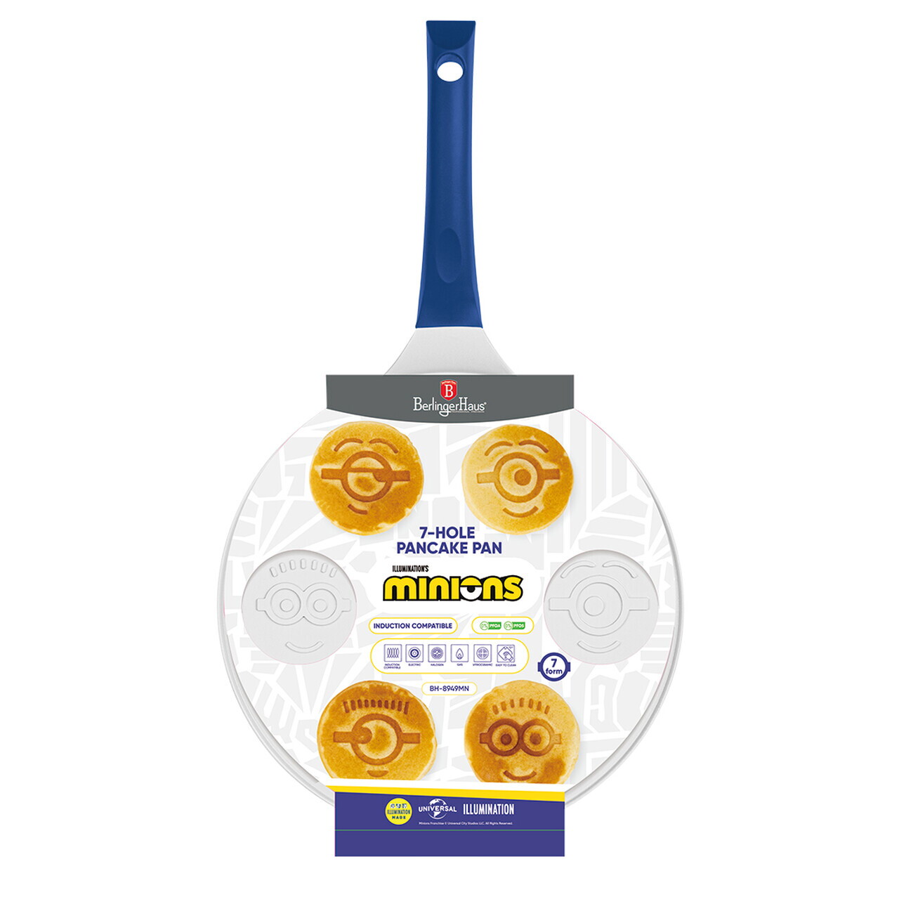 Tigaie pentru clatite, 7 forme Berlinger, Minions Collection, 26 cm, aluminiu turnat, galben/albastru - view 6