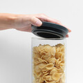 Recipient cu capac, Brabantia, Stackable, 10.4x32.1 cm, 1.9 L, sticla borosilicata, gri inchis