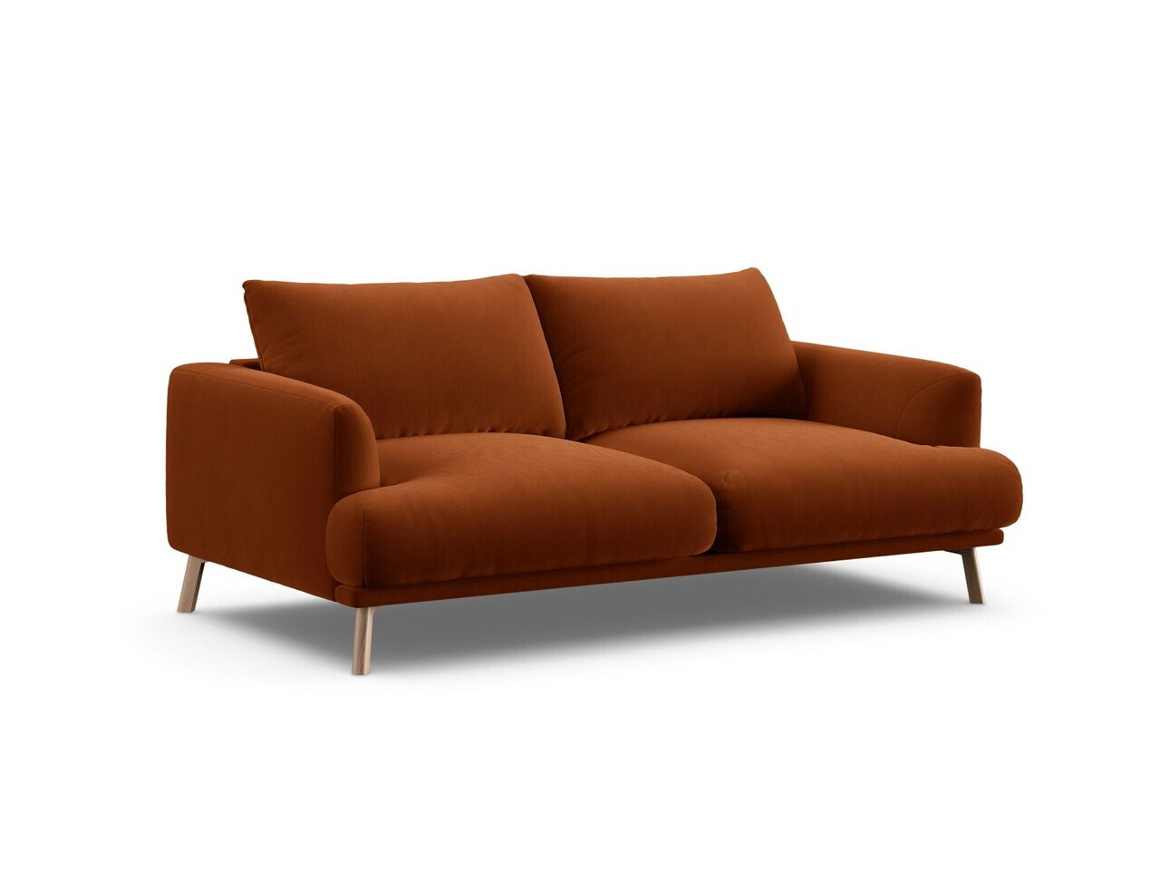 Canapea 2 locuri, Naomi, Micadoni Home, 170x95x75 cm, catifea, teracota — imaginea 2