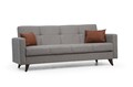 Canapea extensibila cu 3 locuri, Misty, 730MST1205, Cadru: METAL/LEMN, Gri deschis