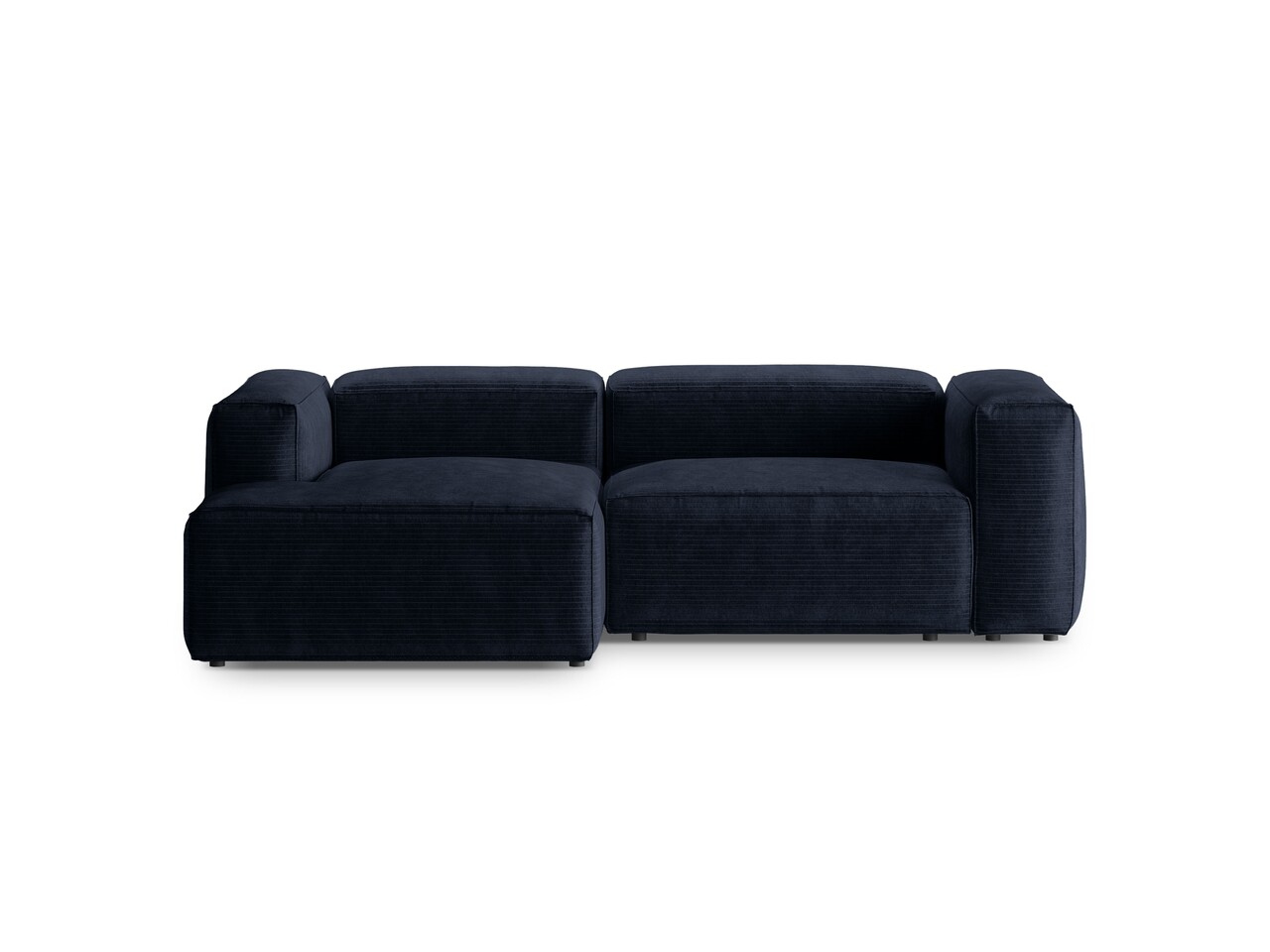 Coltar stanga 2 locuri, Bergamo, Cosmopolitan Design, 244x152x70 cm, catifea chenille raiata, albastru navy