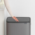Cos de gunoi cu soft touch, Brabantia, Bo Touch Platinum, 60 L, 31.2x54.5x65.6 cm, otel, gri