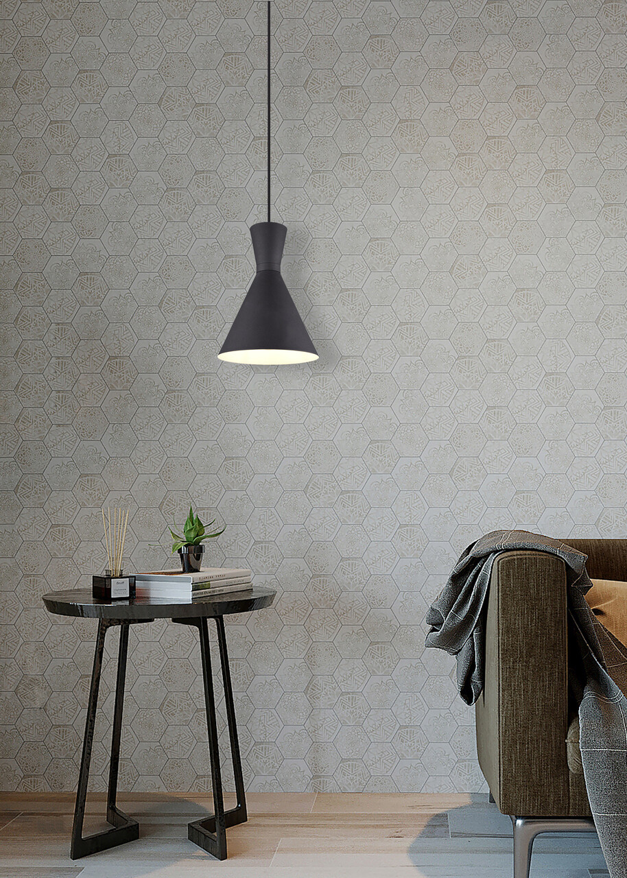 Lustra Enzo, RL, 20x150 cm, 28W, 1x E27, metal, negru mat