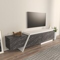 Comoda TV, Zena Home, Zonas, Gri/Alb